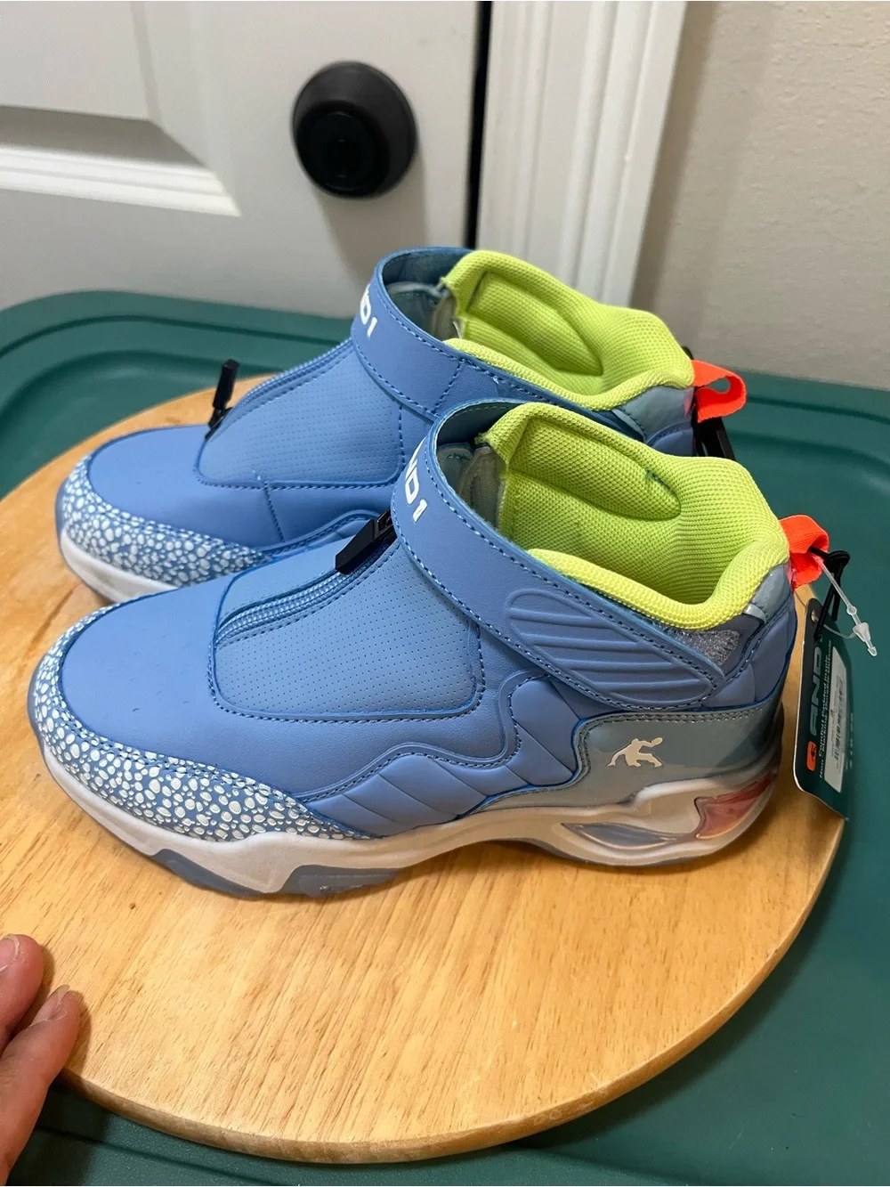 And1 Kids Light Blue Sneakers with Neon Yellow and Orange Accents